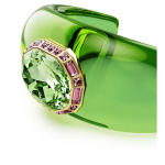 Dulcis cuff Octagon cut, Green, Gold-tone plated
