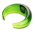Dulcis cuff Octagon cut, Green, Gold-tone plated