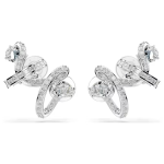 Hyperbola ear cuff Mixed cuts, White, Rhodium plated