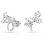 Hyperbola ear cuff Mixed cuts, White, Rhodium plated
