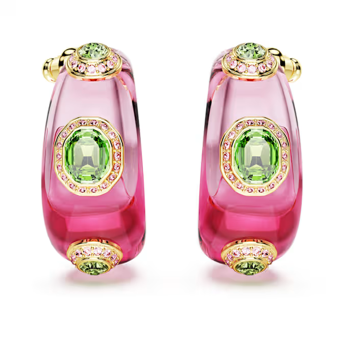 Dulcis hoop earrings Mixed cuts, Multicolored, Gold-tone plated
