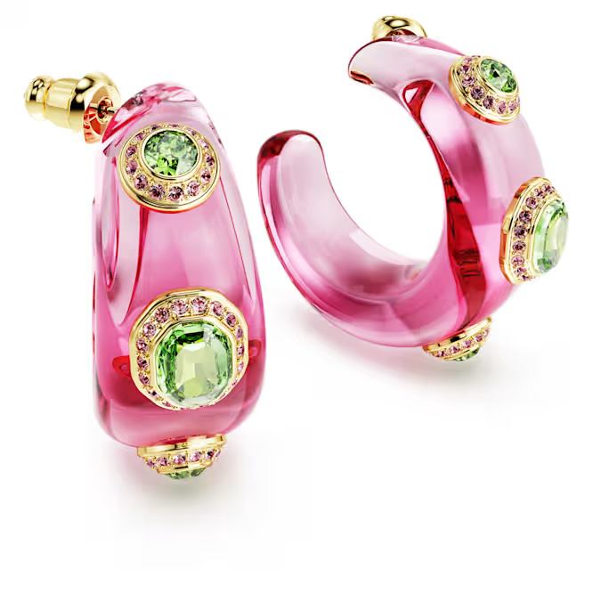 Dulcis hoop earrings Mixed cuts, Multicolored, Gold-tone plated