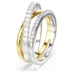 Hyperbola ring Mixed cuts, White, Mixed metal finish