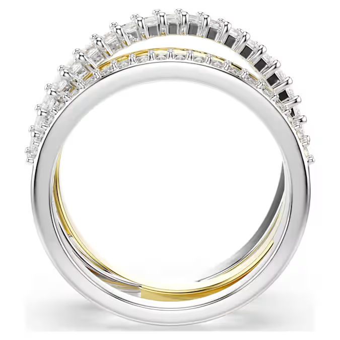 Hyperbola ring Mixed cuts, White, Mixed metal finish