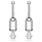 Constella drop earrings Crystal pearl, Round cut, White, Rhodium plated