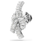 Matrix tack pin Baguette cut, Knot, White, Rhodium plated