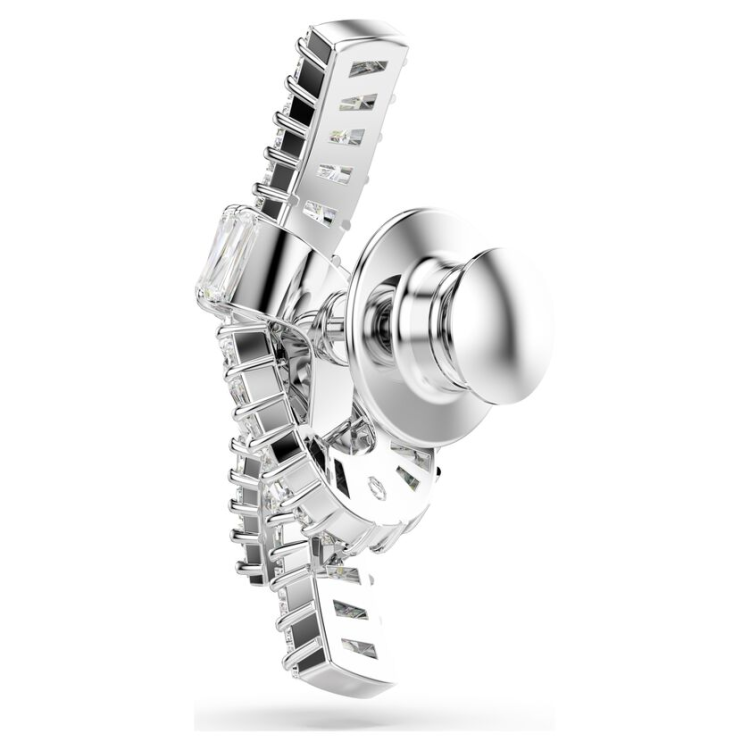 Matrix tack pin Baguette cut, Knot, White, Rhodium plated