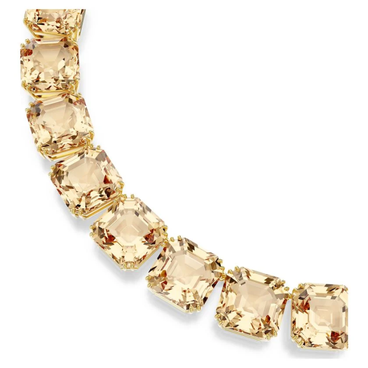 Millenia Tennis necklace Octagon cut, Caramel, Gold-tone plated