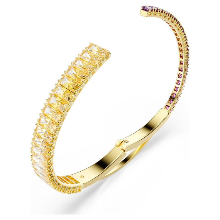Matrix bangle Mixed cuts, Multicolored, Gold-tone plated