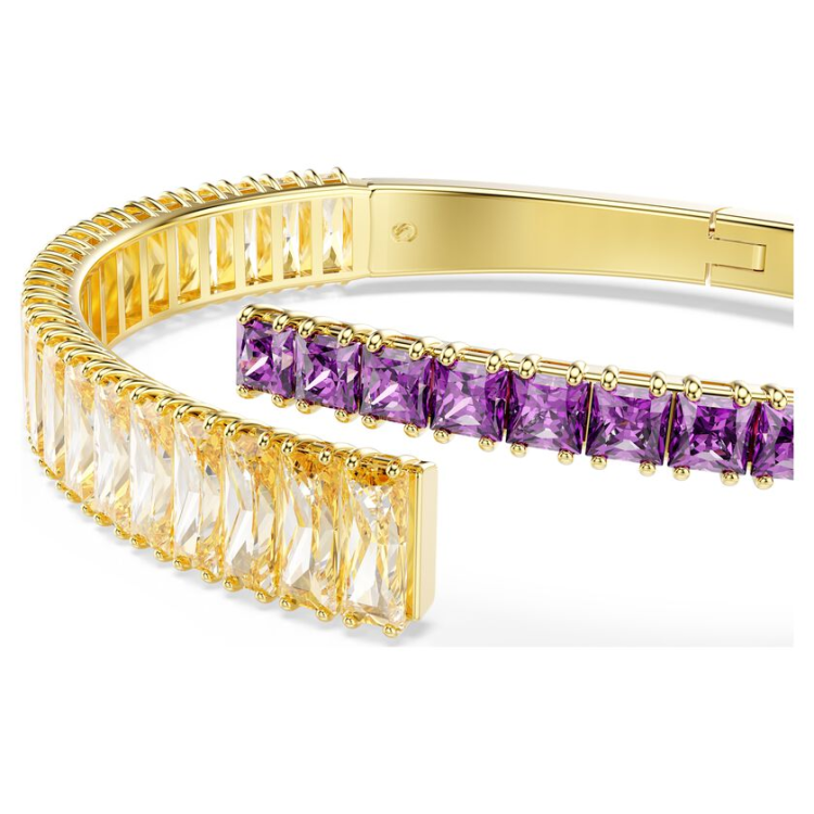 Matrix bangle Mixed cuts, Multicolored, Gold-tone plated