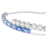 Matrix bracelet Mixed cuts, Blue, Rhodium plated