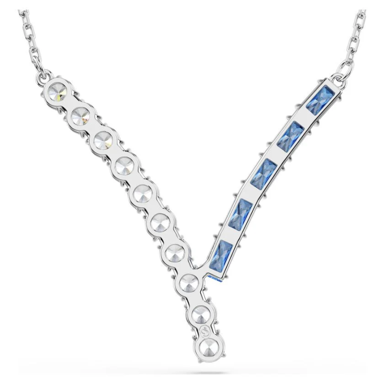Matrix pendant Mixed cuts, Blue, Rhodium plated