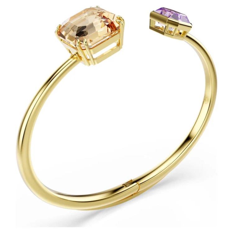 Millenia bangle Octagon cut, Multicolored, Gold-tone plated