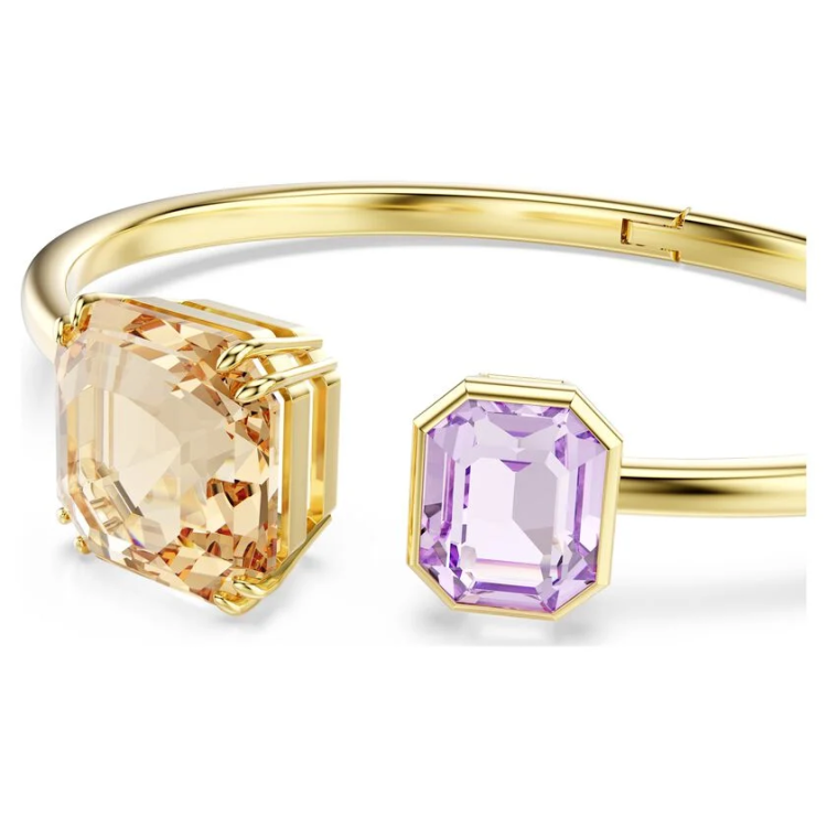 Millenia bangle Octagon cut, Multicolored, Gold-tone plated