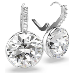 Millenia drop earrings Round cut, White, Rhodium plated