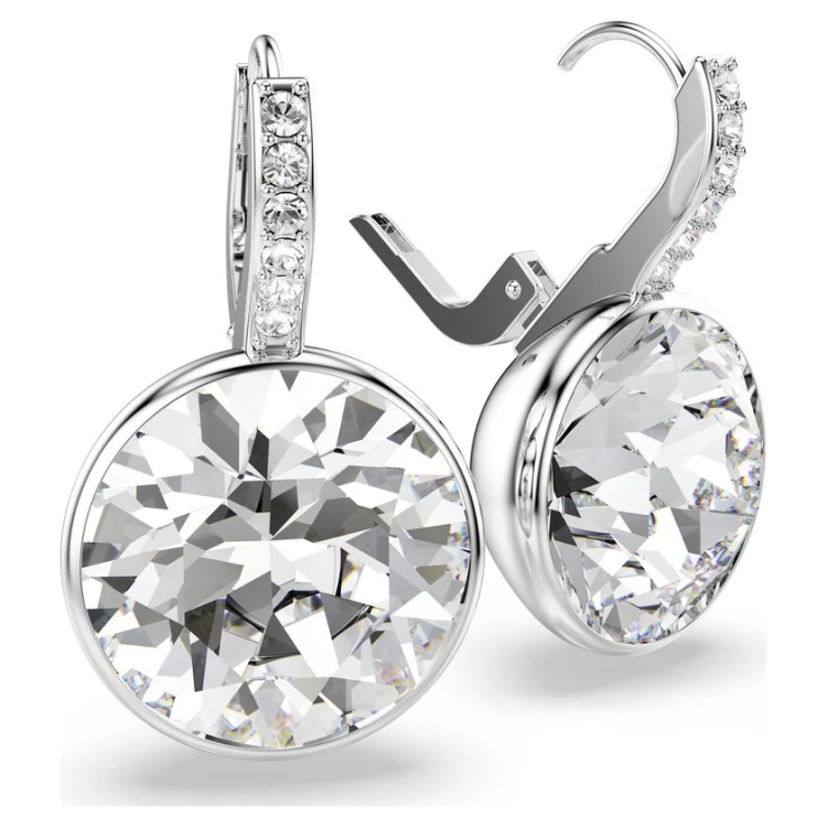Millenia drop earrings Round cut, White, Rhodium plated