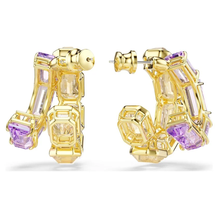 Millenia hoop earrings Mixed cuts, Multicolored, Gold-tone plated