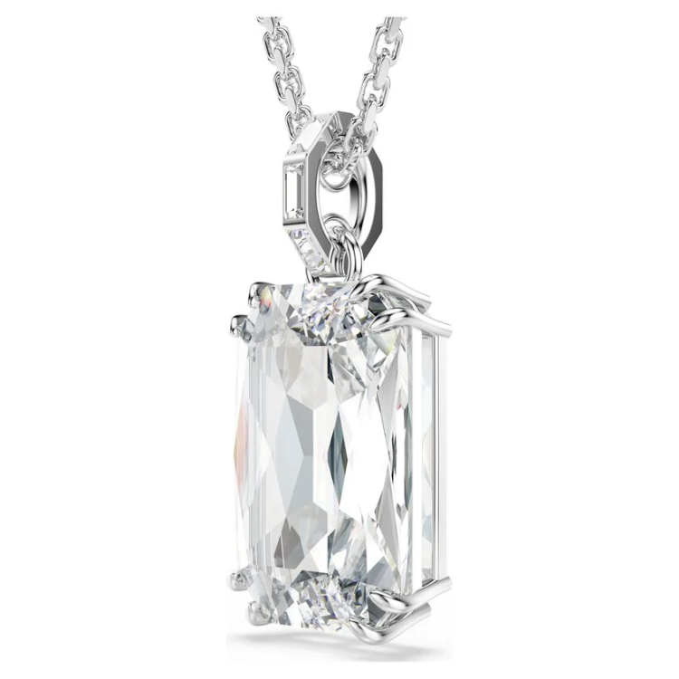 Millenia pendant Octagon cut, White, Rhodium plated