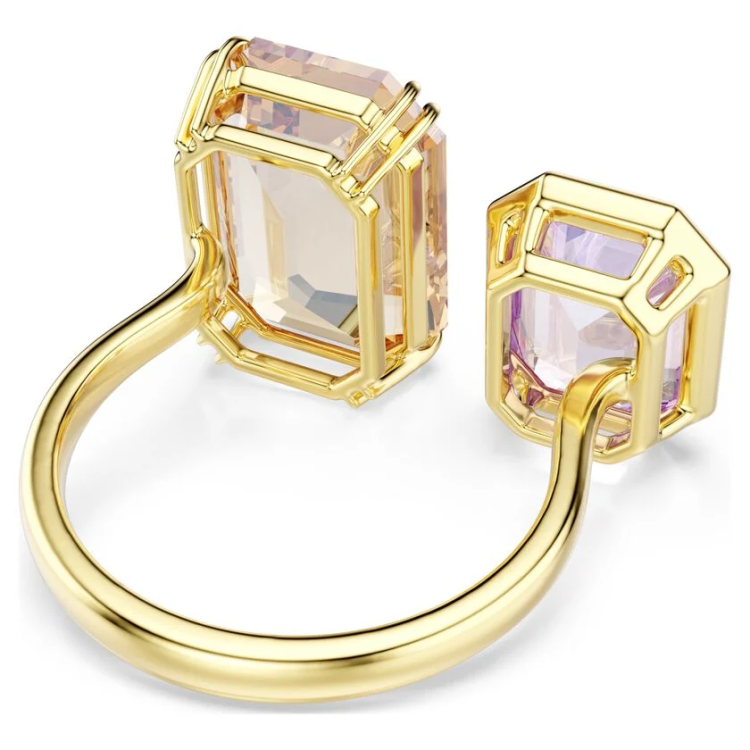 Millenia open ring Octagon cut, Multicolored, Gold-tone plated