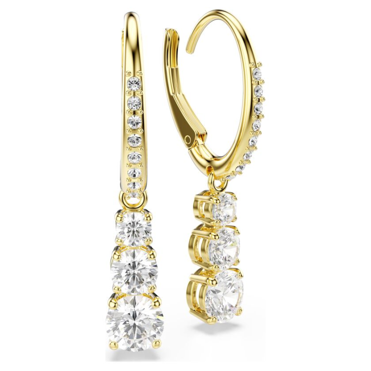 Stilla Attract hoop earrings Round cut, White, Gold-tone plated