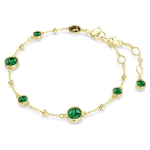 Imber bracelet Round cut, Green, Gold-tone plated