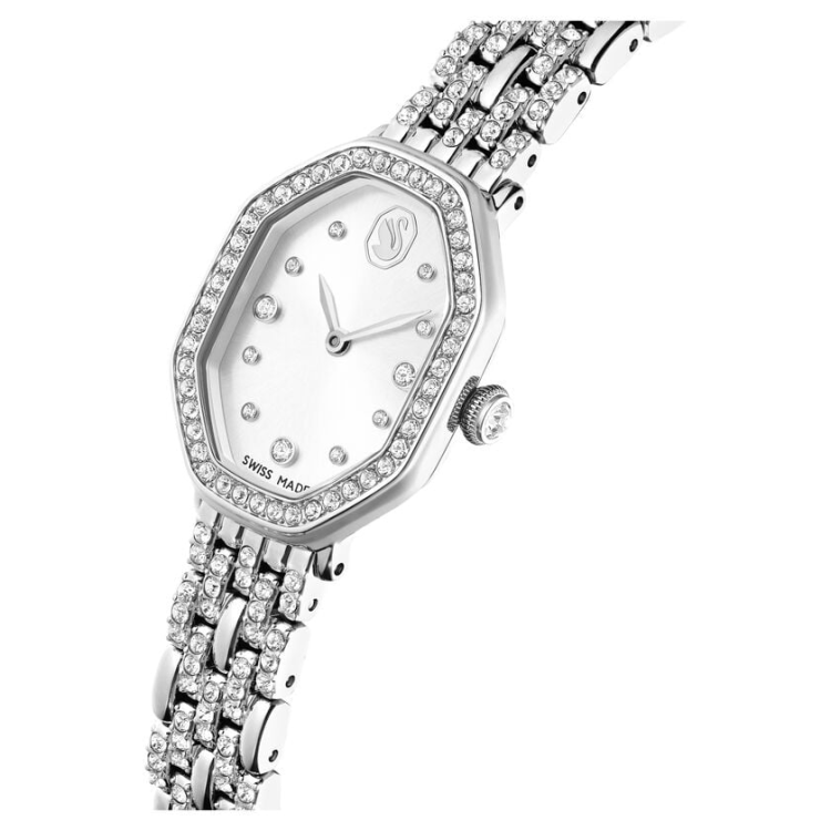 Dextera Octagon watch Swiss Made, Metal bracelet, Silver tone, Stainless steel