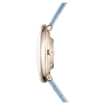 Imber watch Swiss Made, Leather strap, Blue, Champagne gold-tone finish