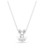 Bella V pendant Round cut, Pink, Rhodium plated