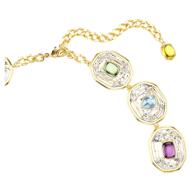 Chroma Tennis necklace Octagon cut, Multicolored, Gold-tone plated