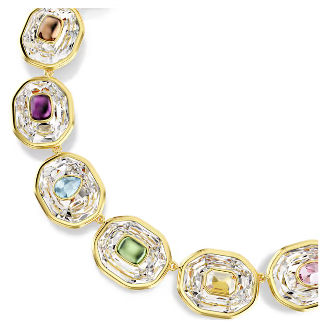 Chroma Tennis necklace Octagon cut, Multicolored, Gold-tone plated