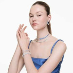 Matrix necklace Baguette cut, White, Rhodium plated