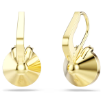 Bella V drop earrings Round cut, Green, Gold-tone plated