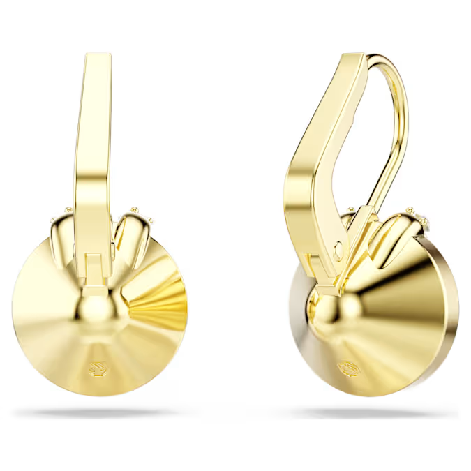Bella V drop earrings Round cut, Green, Gold-tone plated