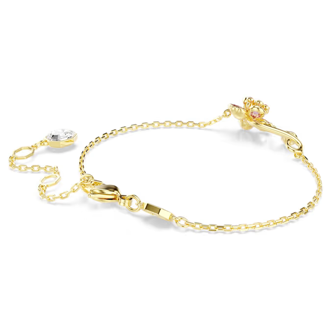 Idyllia bracelet Mixed cuts, Flower, Multicolored, Gold-tone plated