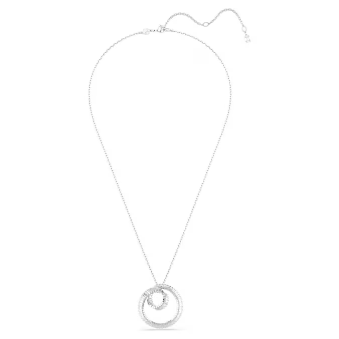 Matrix pendant Baguette cut, White, Rhodium plated