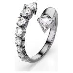 Sublima open ring Mixed cuts, White, Ruthenium plated