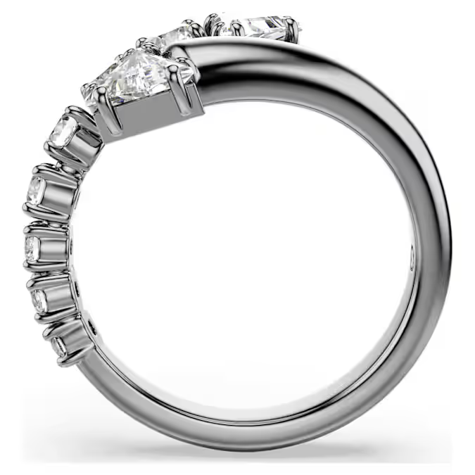 Sublima open ring Mixed cuts, White, Ruthenium plated