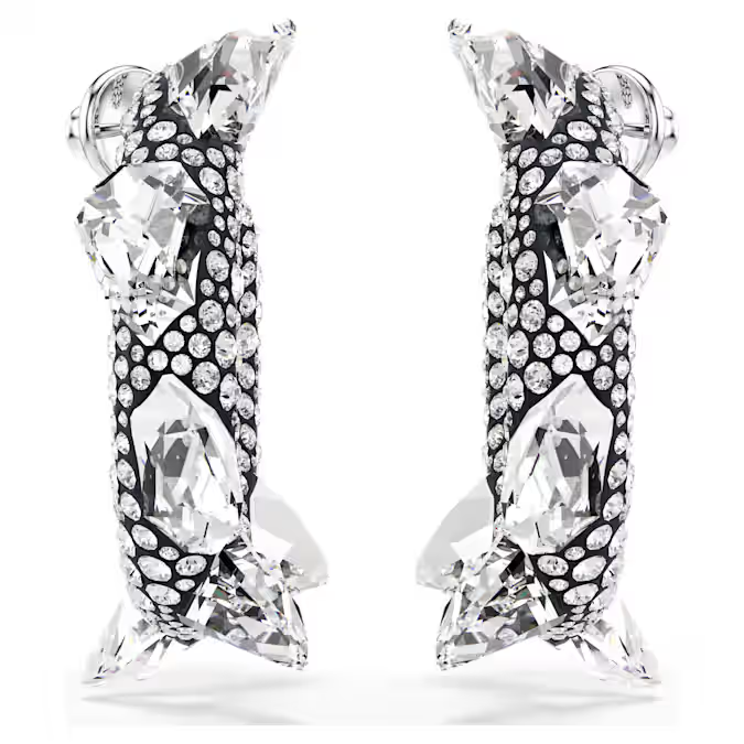 Sublima hoop earrings Spike, White, Rhodium plated