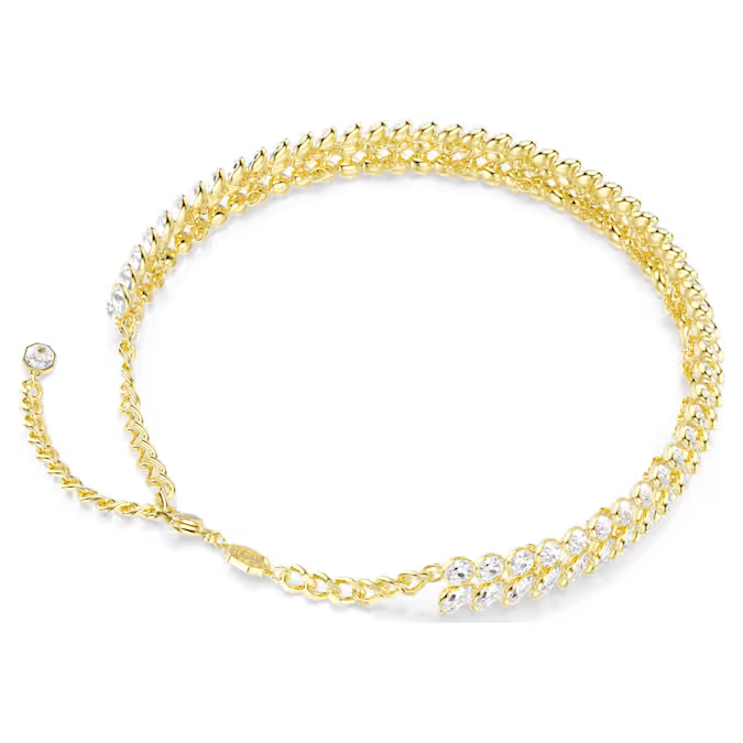 Idyllia choker Oval cut, White, Gold-tone plated