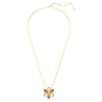 Idyllia pendant and brooch Mixed cuts, Flower, Multicolored, Gold-tone plated