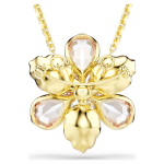 Idyllia pendant and brooch Mixed cuts, Flower, Multicolored, Gold-tone plated