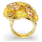 Gema cocktail ring Mixed cuts, Yellow, Gold-tone plated