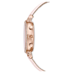 Passage Chrono watch Swiss Made, Leather strap, Pink, Rose gold-tone finish