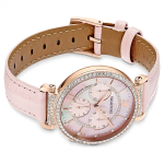 Passage Chrono watch Swiss Made, Leather strap, Pink, Rose gold-tone finish