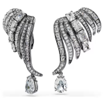 The Vienna Collection ear cuffs Feather, White, Ruthenium plated