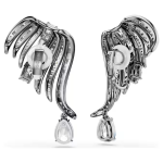 The Vienna Collection ear cuffs Feather, White, Ruthenium plated