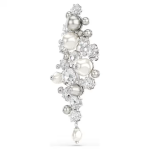 Constella brooch Crystal pearl, Round cut, White, Rhodium plated