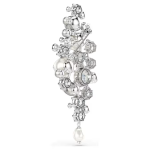 Constella brooch Crystal pearl, Round cut, White, Rhodium plated