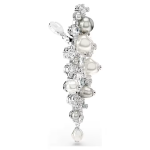 Constella earrings Crystal pearl, Round cut, White, Rhodium plated