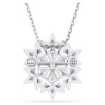 Magic pendant and brooch Snowflake, Blue, Rhodium plated